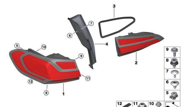 Piloto trasero portón maletero izquierdo para BMW Serie 2 U06 (OEM 63218494363). Original BMW