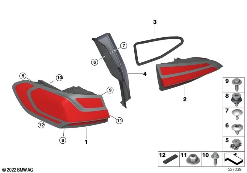 Piloto traseiro lateral esquerdo da BMW U06 Series 2 (OEM 63218494357). BMW original