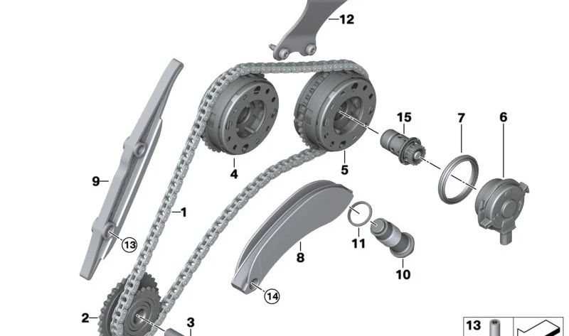 Regulador (unidad de ajuste) del árbol de levas de admisión OEM 11368684920 para BMW F20, F21, F22, F23, F30, F31, F34, F45, F46, G20, F32, F33, F36, G30, G31, G32, G11, G12, F48, F39, G01, G02, I12, I15, F55, F56, F57, F54, F60. Original BMW.