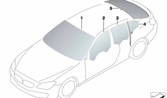 Luneta trasera verde para BMW F06 (OEM 51317274794). Original BMW