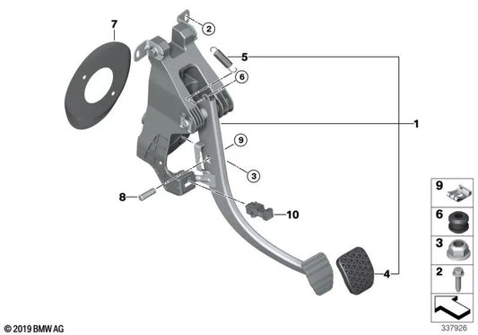 Foot lever assembly for BMW i I01, I01N (OEM 35006799926). Original BMW