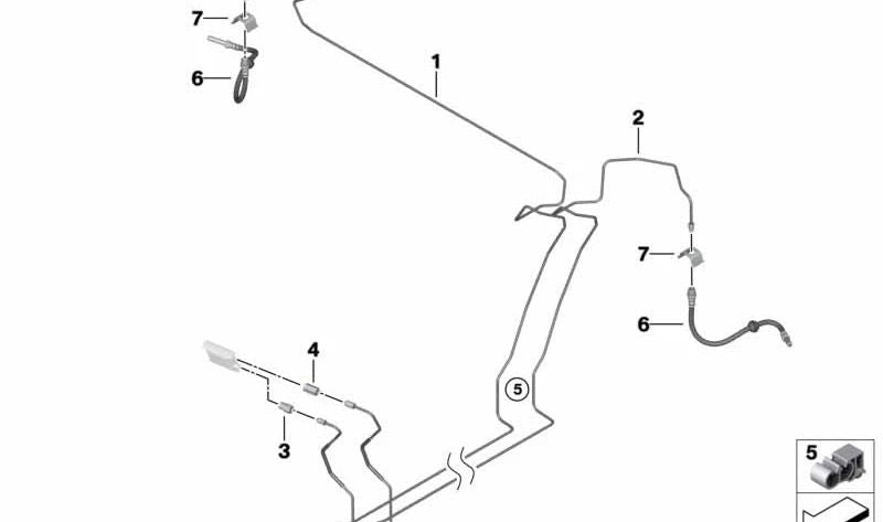 Latiguillo de freno trasero OEM 34326883447 para BMW G05, F95, G06, F96, G07. Original BMW