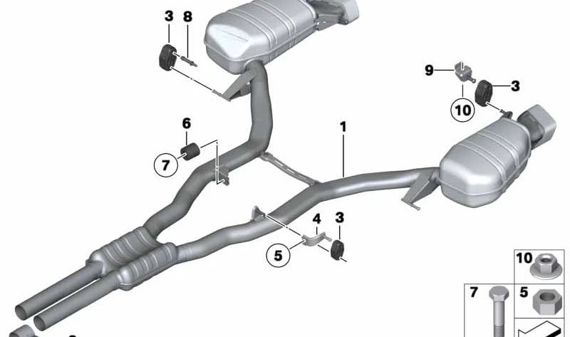 Zwischen- und hintere stille OEM 18308516541 für BMW F10, F11. Original BMW.