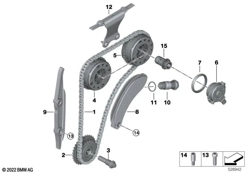 Kettenrad para BMW Serie 1 F20N, F21N, Serie 2 F22, F22N, F23, F23N, F45, F45N, F46, Serie 3 F30N, F31N, F34N, G20, G20N, Serie 4 F32, F32N, F33, F33N, F36, F36N, G22, G26, Serie 5 G30, G30N, G31, G38, Serie 6 G32, Serie 7 G11, G12, i I12, I12N, I15, X1 F