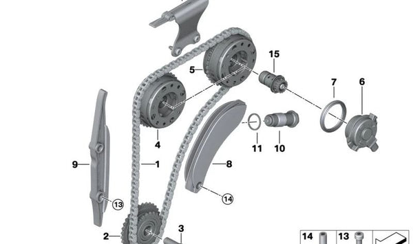 Unidad de ajuste árbol de levas de escape OEM 11368483809 para BMW F52, F45, F30, F35, G38, F49, G08. Original BMW.