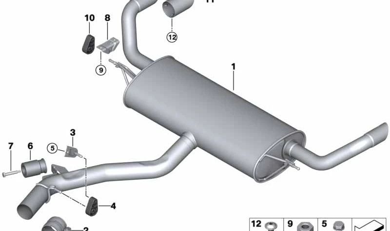 Silenciador Trasero para BMW E71 (OEM 18308509291). Original BMW