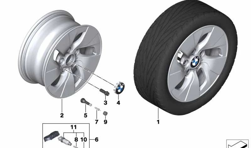 Llanta de aleación gris Orbit OEM 36116870611 para BMW F30, F31, F34, F35. Original BMW