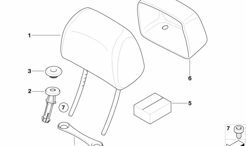 Reposacabezas de Cuero para BMW X5 E70N, X6 E71 (OEM 52107268936). Original BMW