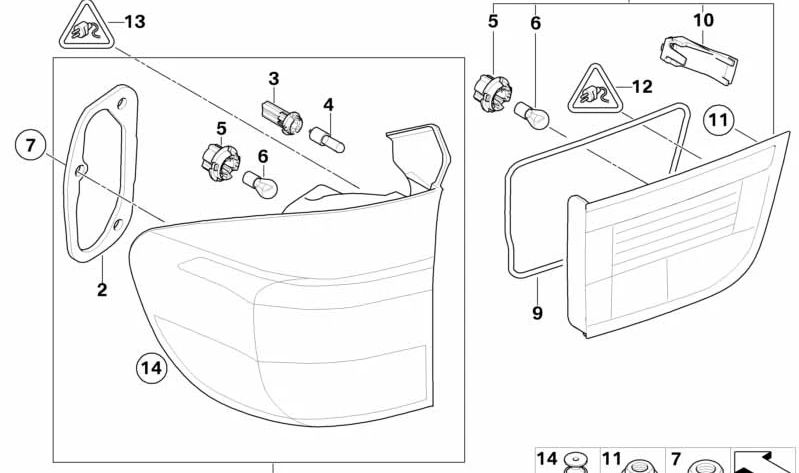 Right Side Rear Lamp Gasket for BMW E70 (OEM 63217046138). Original BMW