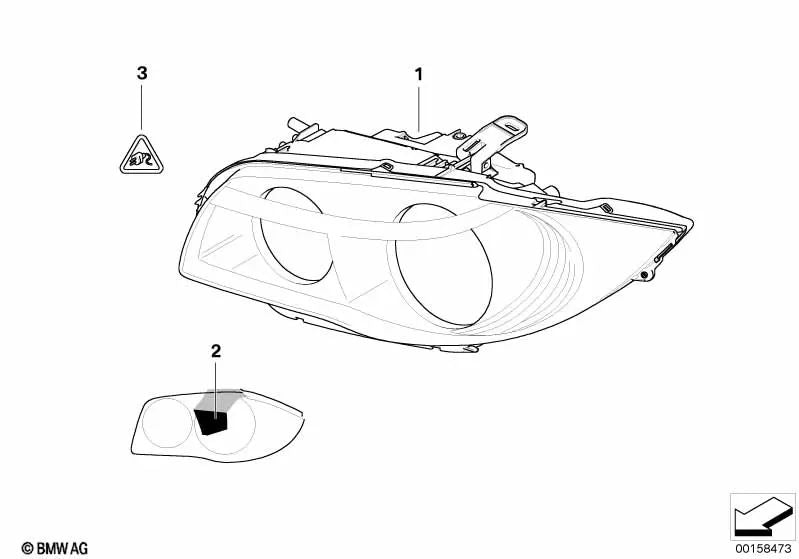 Faro Bi-Xenón derecho para BMW Serie 1 E87 (OEM 63117180840). Original BMW