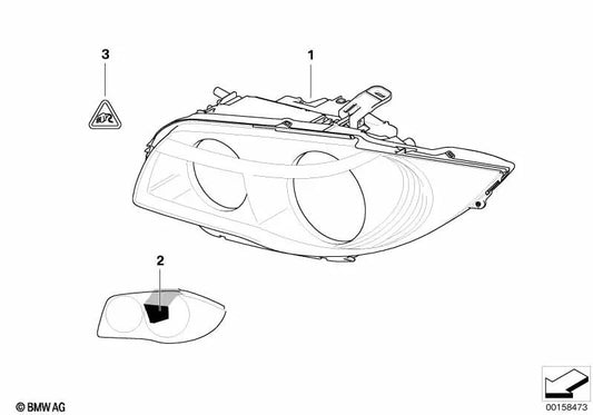 AHL-Xenon-Scheinwerfer rechts für BMW E81, E82, E87N, E88 (OEM 63117181294). Original BMW.