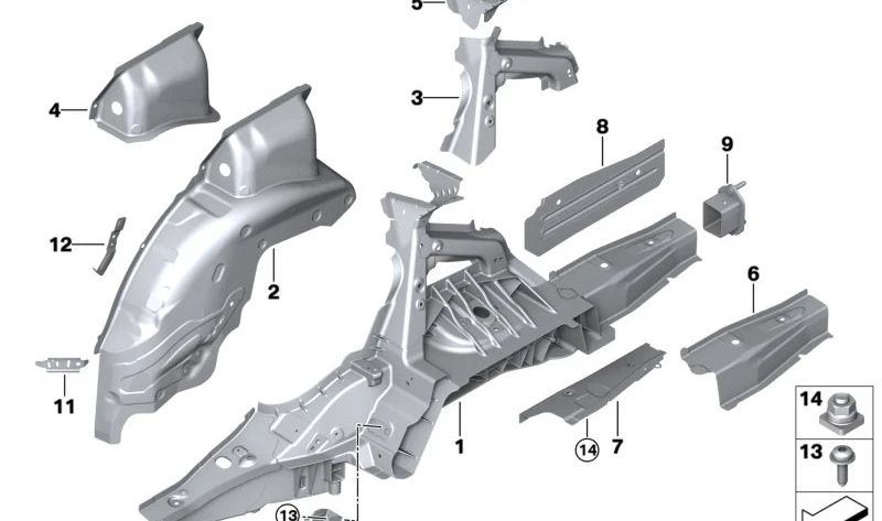 Extensión de larguero inferior izquierda para BMW F01, F02, G11, G12 (OEM 41009626517). Original BMW