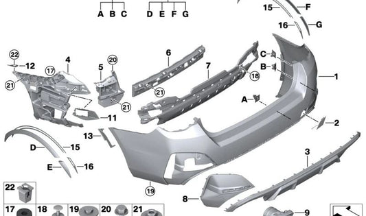 Untere Abdeckung des hinteren Stoßfänger OEM 51128078595 für BMW G26. Original BMW.