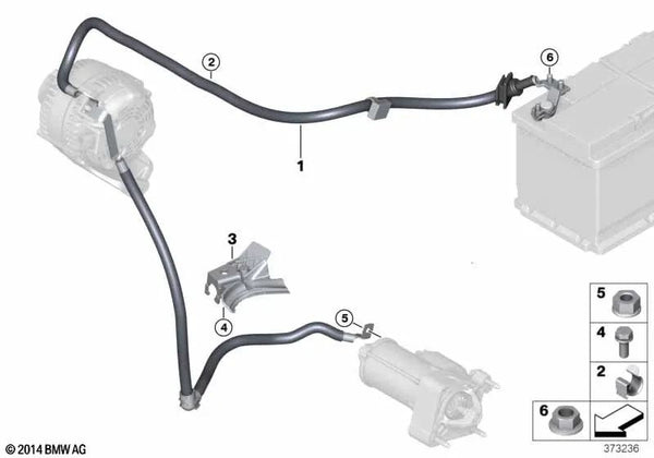 Cable del Generador-Arrancador para BMW Serie 2 F45, F46, X1 F48 (OEM 12428602973). Original BMW.