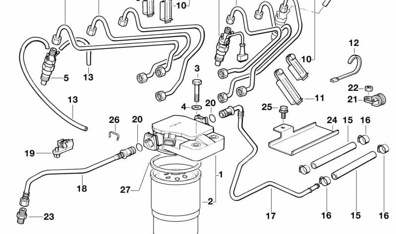 Abrazadera de tubo para BMW Serie 3 E36, Serie 5 E34 (OEM 13532244281). Original BMW