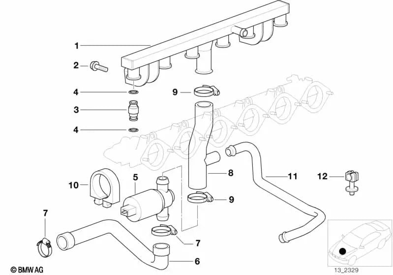 Manguera para BMW Serie 3 E36 (OEM 13411403013). Original BMW.