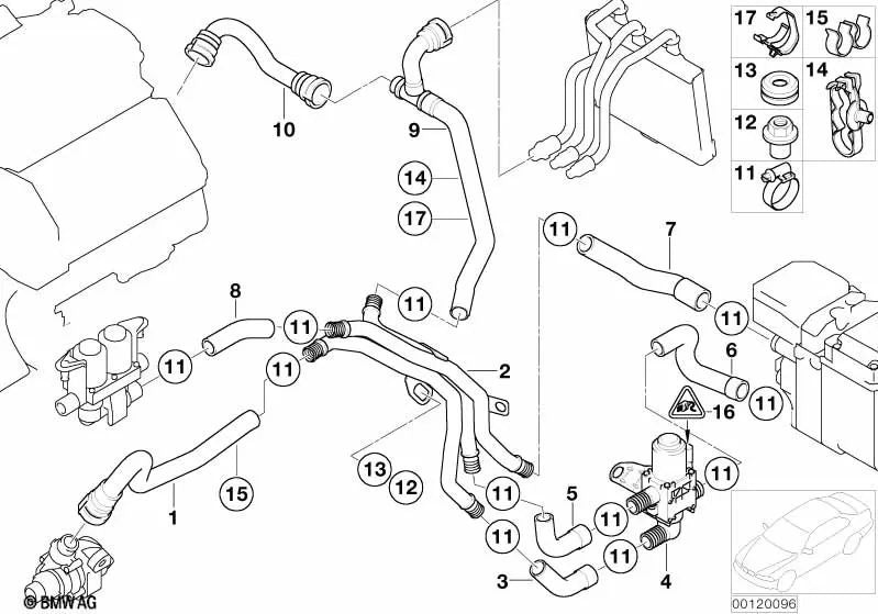 Tubo de Retorno del Motor del Radiador para BMW Serie 7 E65, E66 (OEM 64128384899). Original BMW