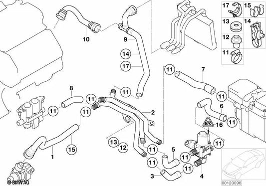 Tubo de Retorno del Motor del Radiador para BMW Serie 7 E65, E66 (OEM 64128384899). Original BMW