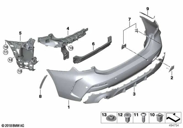 Ajuste de parachoques trasero imprimado para BMW F52 (OEM 51118081801). Original BMW