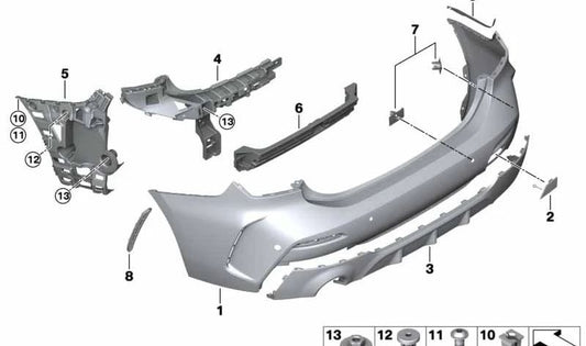 Cubierta de paragolpes trasero inferior para BMW Serie 1 F52 (OEM 51128079629). Original BMW