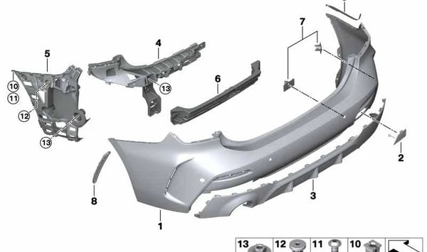 Difusor trasero inferior OEM 51128079659 para BMW Serie 1 Sedán F52. Original BMW.