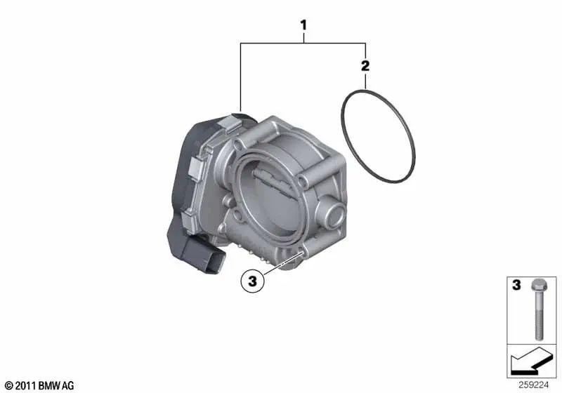 Drosselklappenstutzen para BMW Serie 5 E60, E61; Serie 6 E63, E64; Serie 7 E65, E66; X5 E53 (OEM 13547506627). Original BMW