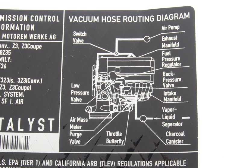 Cartel de advertencia de gases de escape para BMW Serie 3 E36 (OEM 71211437394). Original BMW