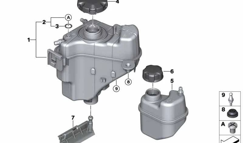 Soporte del Depósito de Expansión para BMW Serie 1 F20N, F21N, Serie 2 F22, F23, Serie 3 F30N, F31N, F34N, F35N, Serie 4 F32, F33, F36 (OEM 17138634324). Original BMW