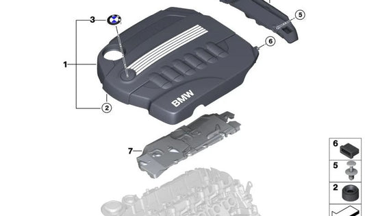 Acoustic Cover for BMW 3 Series E90N, E91N, E92, E92N, E93, E93N (OEM 11147800064). Original BMW