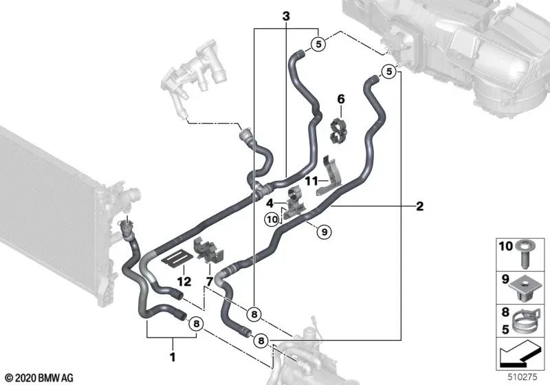 Tubo de Refrigerante de Retorno para BMW Serie 6 G32N (OEM 64217938809). Original BMW.