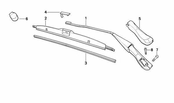 Brazo limpiaparabrisas derecho para BMW Serie 7 E32 (OEM 61611388262). Original BMW.