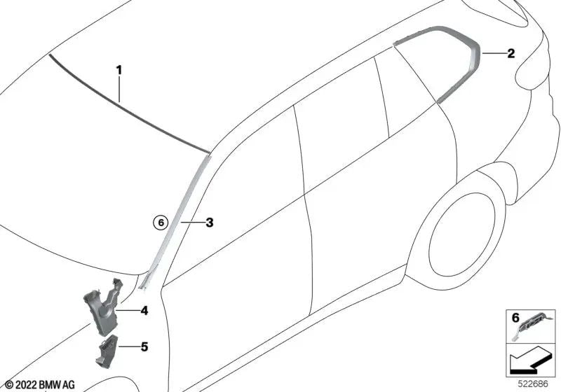 Cubierta superior del parabrisas para BMW Serie 6 G32, G32N X5 F95, F95N, G05, G05N, G18, G18N X6 F96, F96N, G06, G06N X7 G07, G07N (OEM 51317412641). Original BMW