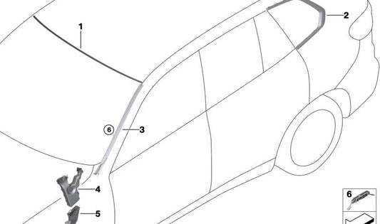 Cristal lateral trasero izquierdo OEM 51377444087 para BMW G05, G18, F95. Original BMW