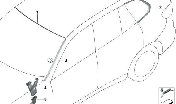 Cristal lateral trasero izquierdo OEM 51377444087 para BMW G05, G18, F95. Original BMW