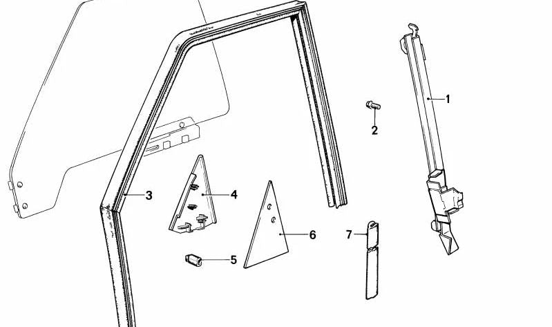 One-piece right window guide for BMW 5 Series E28 (OEM 51321889788). Original BMW