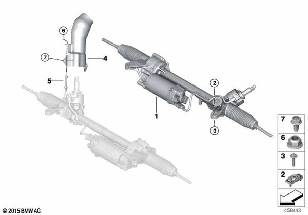 Caja de dirección eléctrica para BMW G30, G30N, G31, G31N, G32, G11, G11N, G12, G12N (OEM 32105A90D75). Original BMW