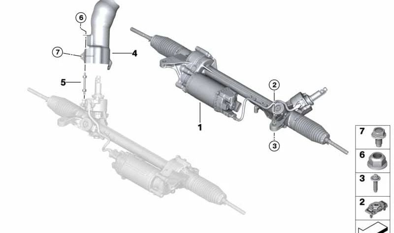 Caja de dirección eléctrica para BMW Serie 5 G30, G31 y Serie 7 G11N, G12N (OEM 32105A90D83). Original BMW