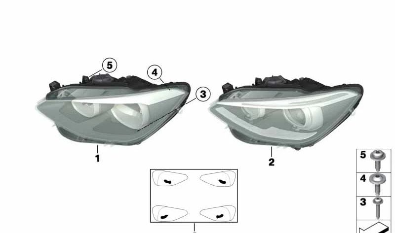 Faro derecho para BMW F20, F21 (OEM 63117229672). Original BMW