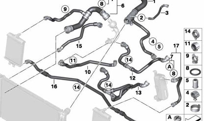 Mangueira de refrigerante OEM 17127625383 para BMW F22, F30, F34, F32, F36. BMW original.