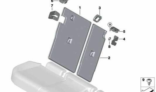 Revestimiento respaldo izquierdo para BMW X3 F97, G01, G01N, G08 (OEM 52207469775). Original BMW