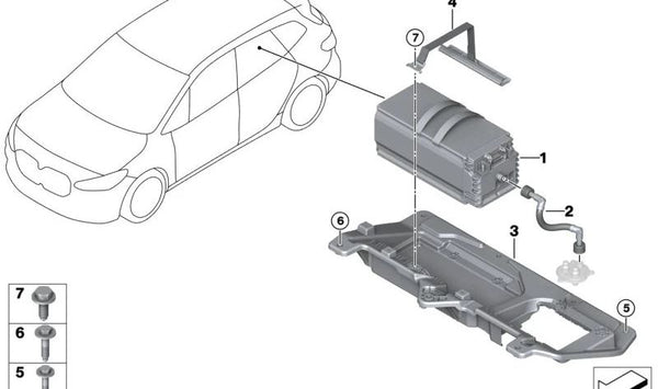 Tubo de desgasificación de batería para BMW F70, U06, U11, U10, MINI U25 (OEM 61215A27148). Original BMW