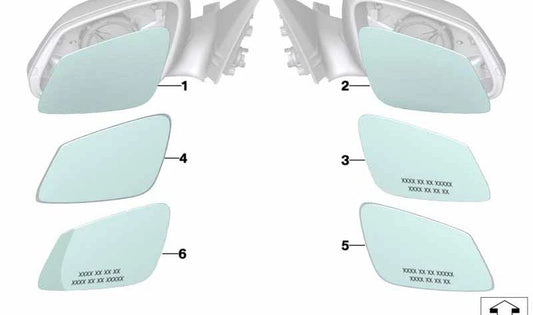 Beheiztes Weitwinkelspiegelglas links für BMW 3er F30, F31, F34 4er F32, F33, F36 X1 E84 (OEM 51167285013). Original BMW