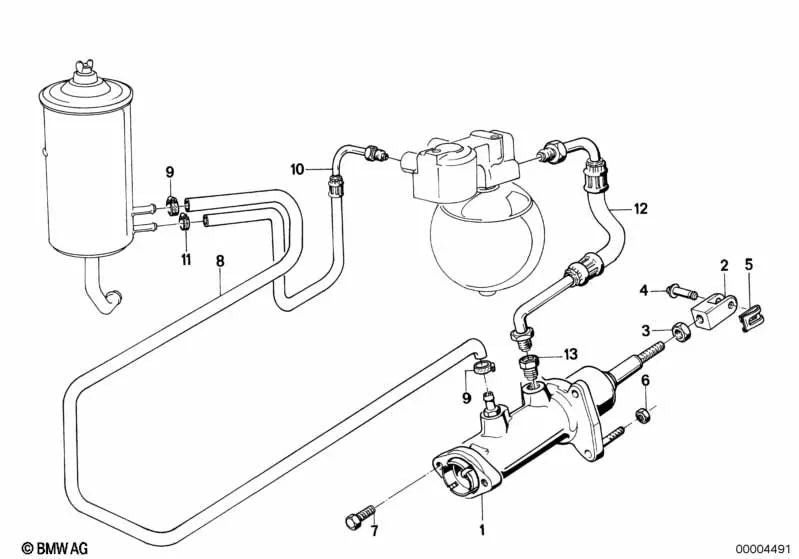 Tubo de retorno con manguera de presión para BMW Serie 7 E32 (OEM 34321156837). Original BMW.