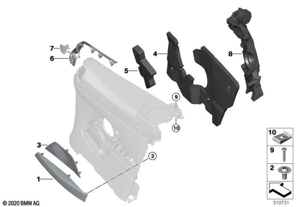 Reposabrazos trasero derecho para BMW Serie 4 G23 (OEM 51435A11BC2). Original BMW