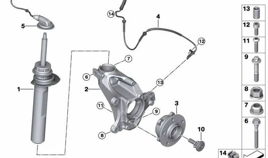 Amortiguador delantero izquierdo para BMW X1 F48, F49 (OEM 37106881599). Original BMW