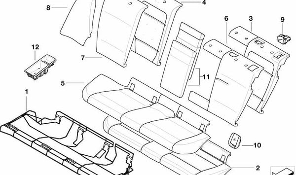 Funda Respaldo Tela/Cuero Izquierda para BMW E81, E87N (OEM 52209125084). Original BMW