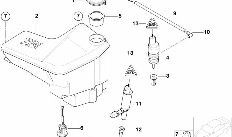 Tapón de llenado OEM 61667375587 para BMW F52, F45, F46, E30, E60, E61, E63, E64, F48, F49, F39, E83, G01, G08, F97, G02, F98, E53, G05, G18, F95, G06, F96, G07, E89, I01. Original BMW.