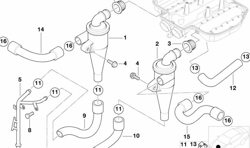 Tubería de Retorno de Aceite para BMW E39 (OEM 11151407310). Original BMW