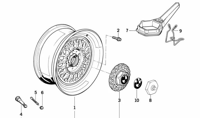 Nabenabdeckung para BMW E34, E24, E32 (OEM 36131179828). Original BMW