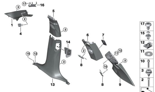 Coluna A-Left Embels para BMW G07 (OEM 51435A0DAD3). BMW original